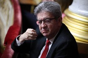 Jean-Luc Melenchon during session of no-confidence votes at the National Assembly - Paris