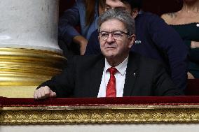 Jean-Luc Melenchon during session of no-confidence votes at the National Assembly - Paris