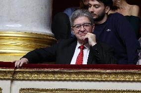 Jean-Luc Melenchon during session of no-confidence votes at the National Assembly - Paris