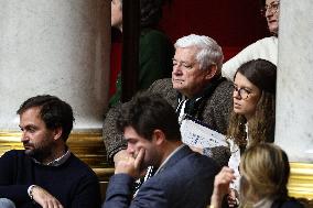 Bruno Gollnisch during session of no-confidence votes at the National Assembly - Paris