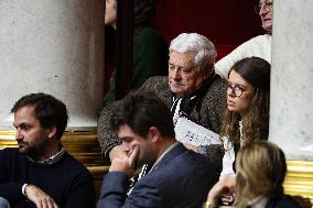 Bruno Gollnisch during session of no-confidence votes at the National Assembly - Paris