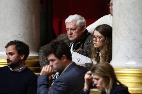 Bruno Gollnisch during session of no-confidence votes at the National Assembly - Paris