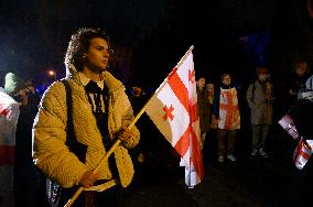 Solidarity Demonstration With Georgian Pro-EU Protesters  In Warsaw.