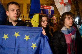 Solidarity Demonstration With Georgian Pro-EU Protesters  In Warsaw.