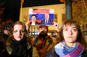 Solidarity Demonstration With Georgian Pro-EU Protesters  In Warsaw.