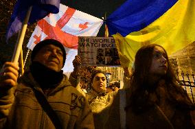 Solidarity Demonstration With Georgian Pro-EU Protesters  In Warsaw.