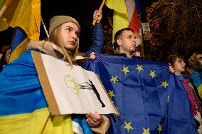 Solidarity Demonstration With Georgian Pro-EU Protesters  In Warsaw.