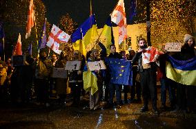 Solidarity Demonstration With Georgian Pro-EU Protesters  In Warsaw.