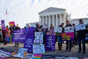 Protests At The Supreme Court As A Case Is Argued Over Gender-affirming Care For Minors.