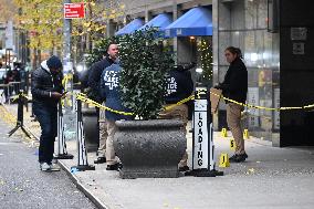 NYPD Crime Scene Investigates CEO Of United Healthcare Brian Thompson Shot And Killed In Midtown Manhattan New York City