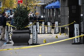 NYPD Crime Scene Investigates CEO Of United Healthcare Brian Thompson Shot And Killed In Midtown Manhattan New York City