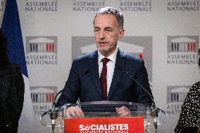 Press Conference Of The Socialistes Et Apparentés Group At The National Assembly, In Paris