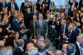 King Felipe At The Chamber of Commerce - Madrid