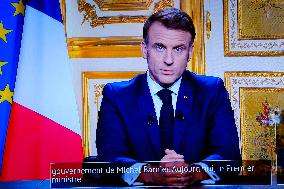 French President Emmanuel Macron Gives Speech After Michel Barnier's Resignation - Paris