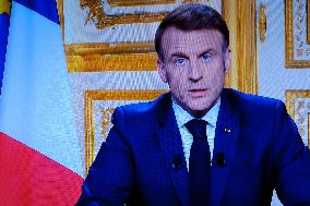 French President Emmanuel Macron Gives Speech After Michel Barnier's Resignation - Paris