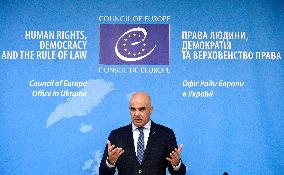 Briefing of Secretary General of Council of Europe Alain Berset in Kyiv