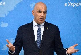 Briefing of Secretary General of Council of Europe Alain Berset in Kyiv