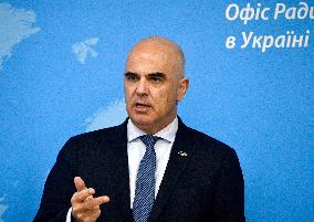 Briefing of Secretary General of Council of Europe Alain Berset in Kyiv