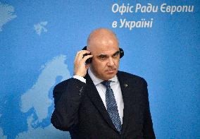 Briefing of Secretary General of Council of Europe Alain Berset in Kyiv