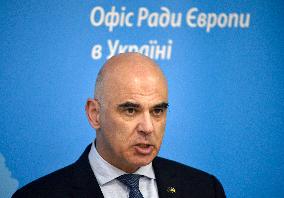 Briefing of Secretary General of Council of Europe Alain Berset in Kyiv