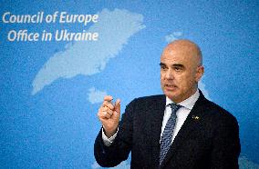 Briefing of Secretary General of Council of Europe Alain Berset in Kyiv