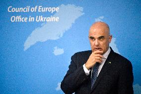 Briefing of Secretary General of Council of Europe Alain Berset in Kyiv