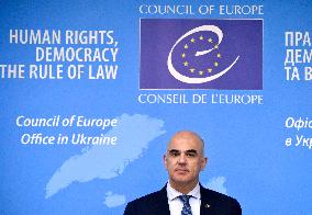 Briefing of Secretary General of Council of Europe Alain Berset in Kyiv