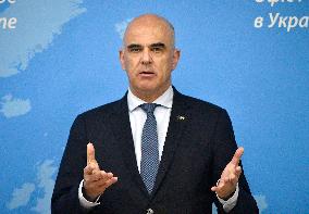 Briefing of Secretary General of Council of Europe Alain Berset in Kyiv