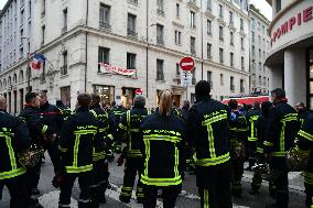 Firefighters Demonstrate In Lyon