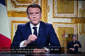 Macron Addresses Nation After Government Collapse - Paris