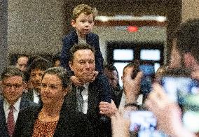 Elon Musk And Son X Attend DOGE Meeting - Washington