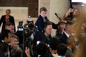 Elon Musk And Son X Attend DOGE Meeting - Washington