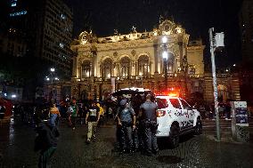 Demonstrators Shout Slogans As They Take Part In A Protest