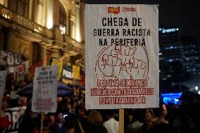 Demonstrators Shout Slogans As They Take Part In A Protest