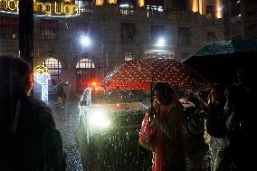 Demonstrators Shout Slogans As They Take Part In A Protest