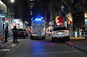 NYPD Crime Scene Unit At Scene Of Fatal Stabbing In New York City’s Financial District Which Killed 17-year-old Boy And Injured