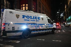 NYPD Crime Scene Unit At Scene Of Fatal Stabbing In New York City’s Financial District Which Killed 17-year-old Boy And Injured