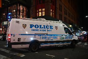 NYPD Crime Scene Unit At Scene Of Fatal Stabbing In New York City’s Financial District Which Killed 17-year-old Boy And Injured