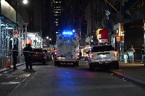 NYPD Crime Scene Unit At Scene Of Fatal Stabbing In New York City’s Financial District Which Killed 17-year-old Boy And Injured