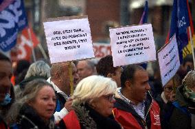 Protest Against Cuts In Public Services And Modifications Of Work For Public Servants In Toulouse