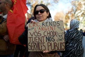 Protest Against Cuts In Public Services And Modifications Of Work For Public Servants In Toulouse