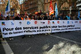 Protest Against Cuts In Public Services And Modifications Of Work For Public Servants In Toulouse