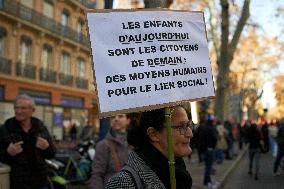 Protest Against Cuts In Public Services And Modifications Of Work For Public Servants In Toulouse