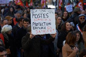 Protest Against Cuts In Public Services And Modifications Of Work For Public Servants In Toulouse