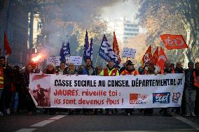 Protest Against Cuts In Public Services And Modifications Of Work For Public Servants In Toulouse