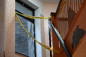 NYPD Investigators Inside Of 1479 Macombs Rd. In Mount Eden Section Of Bronx New York Following Stabbing Death Of A Woman And Ma