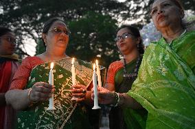 Lighting Candles In Memory Of Victim In Dhaka.