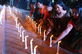 Lighting Candles In Memory Of Victim In Dhaka.