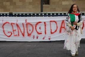 Palestinian Activists And Supporters Demonstrate Against The Genocide In Gaza At The Zócalo In Mexico City