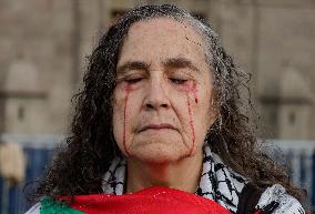 Palestinian Activists And Supporters Demonstrate Against The Genocide In Gaza At The Zócalo In Mexico City